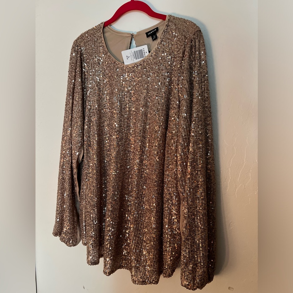 Torrid Sequin Long Sleeve Blouse NWT - Picture 7 of 8